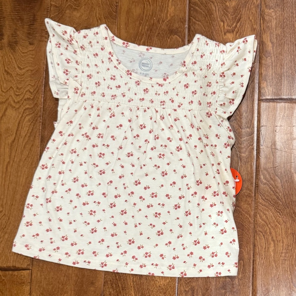 NWT Size Small (6-6x) Wonder Nation Floral Ruffle KnitTop